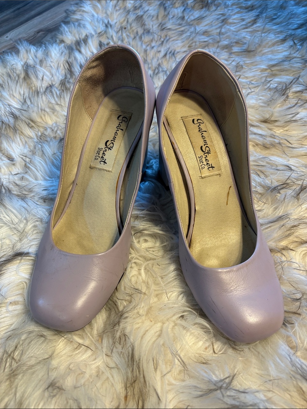 Purple Pumps with Pearl Heels